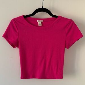 Forever 21 Bright Pink Ribbed Crop Top
